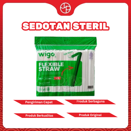 Wigo Sedotan Steril Flexibel Putih, Sedotan Bengkok Steril 500pcs