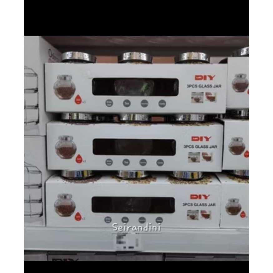 GLASS OF JAR/TEMPAT BUMBU DAPUR SET 3 MEK MR DIY