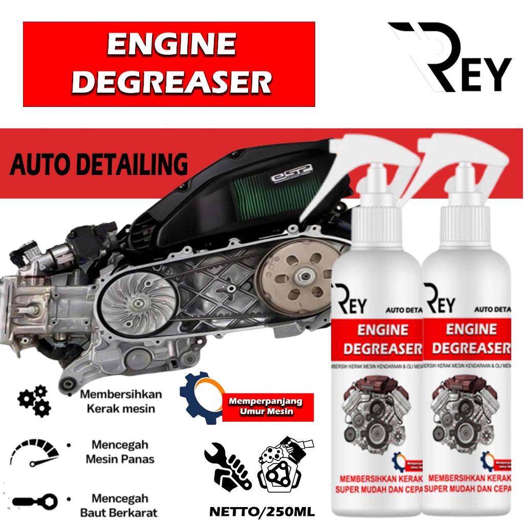 REY Pembersih Kerak Mesin Engine Degreasher 250ml Pembersih Kerak Mesin Motor Mobil Original Auto De