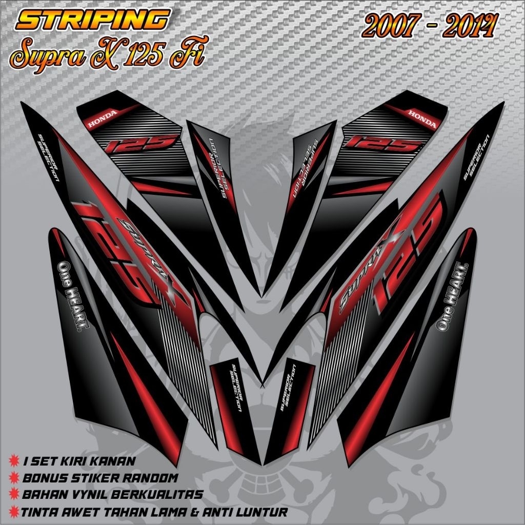 Striping Supra x 125  Tahun 2007 - 2014 / Sticker Honda Supra X 125 Fi lama