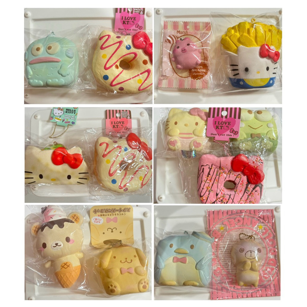 [READY STOCK TAKE BUNDLE ONLY] squishy chigiri sanrio hangyodon hello kitty hk donut marshmelli yumm