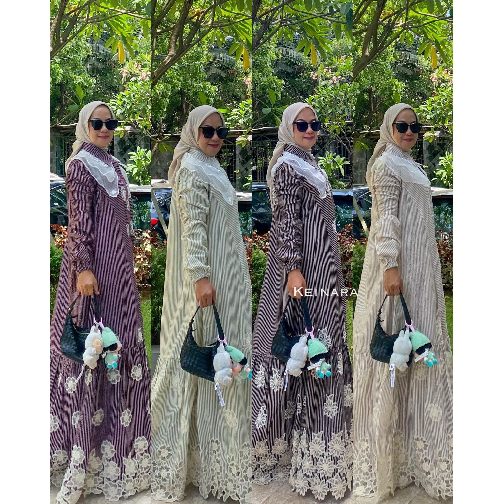KEINARA DRESS LD 110 PANJANG 140 MOTIF GARIS CALSSY ADEM DAN NYAMAN