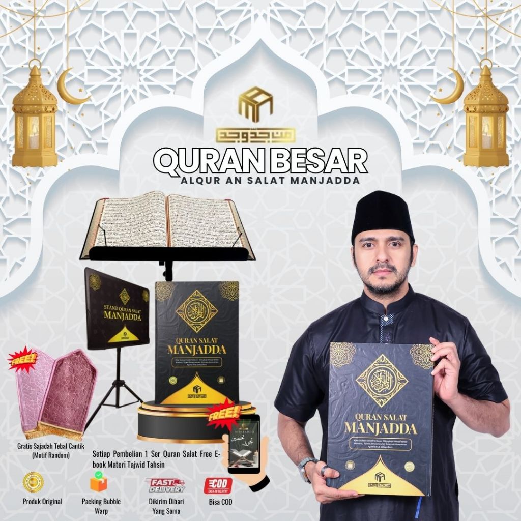 Manjadda Qur'an Salat (Set Standing Al Qur'an) Huruf Besar Tajwid Berwarna & Terjemahan Al Qur'an B4
