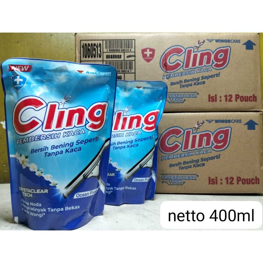 Cling refill 400 ml cairan pembersih kaca pouch glass cleaner isi ulang WINGS
