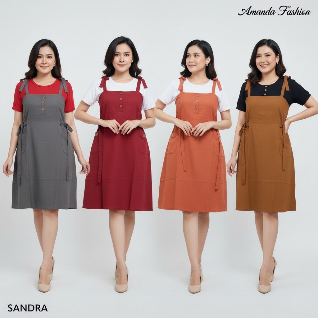 Daster Amanda Sandra Polos Rayon Twill Premium Lengan Pendek