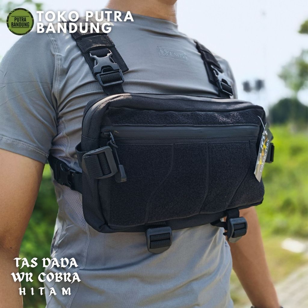 Tas Dada Hitam Hijau Loreng Tactical Multifungsi Merk WR / Tas dada pria / Tas dada cobra