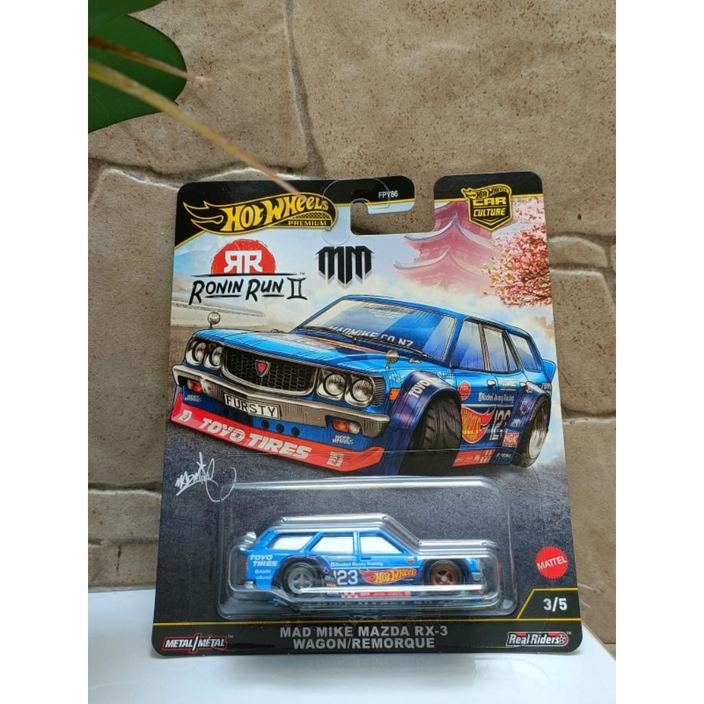 Hotwheels Premium Mad Mike Mazda RX-3 Wagon/ Remorque