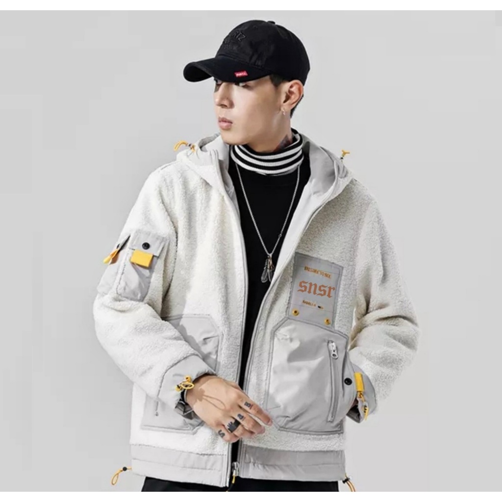 Jaket Bulu Sherpa Unisex Embrem Full Bordir Quality  Kain Bulu Sintetis Nyaman Ukuran M-XL