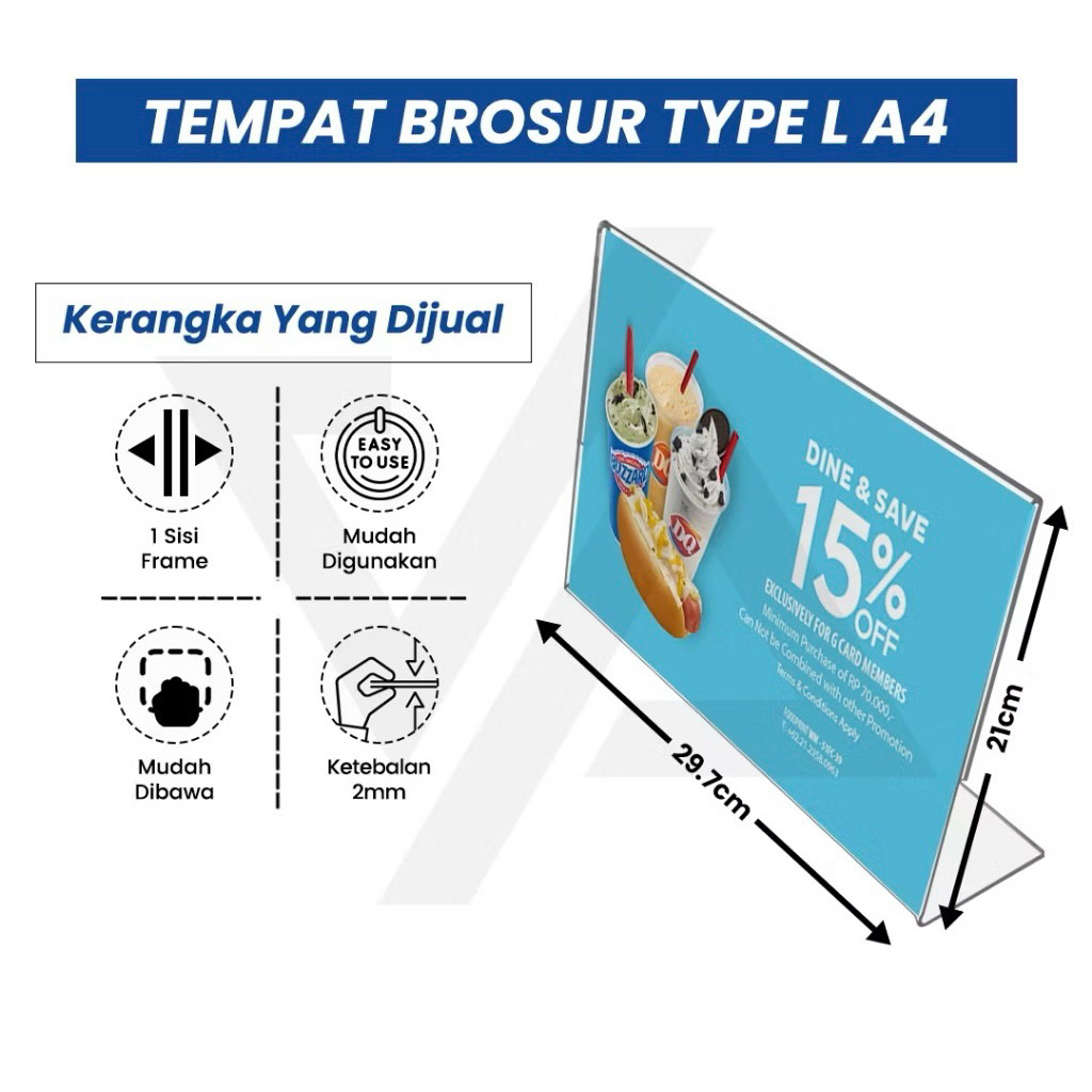 stand menu akrilik a4 landscape