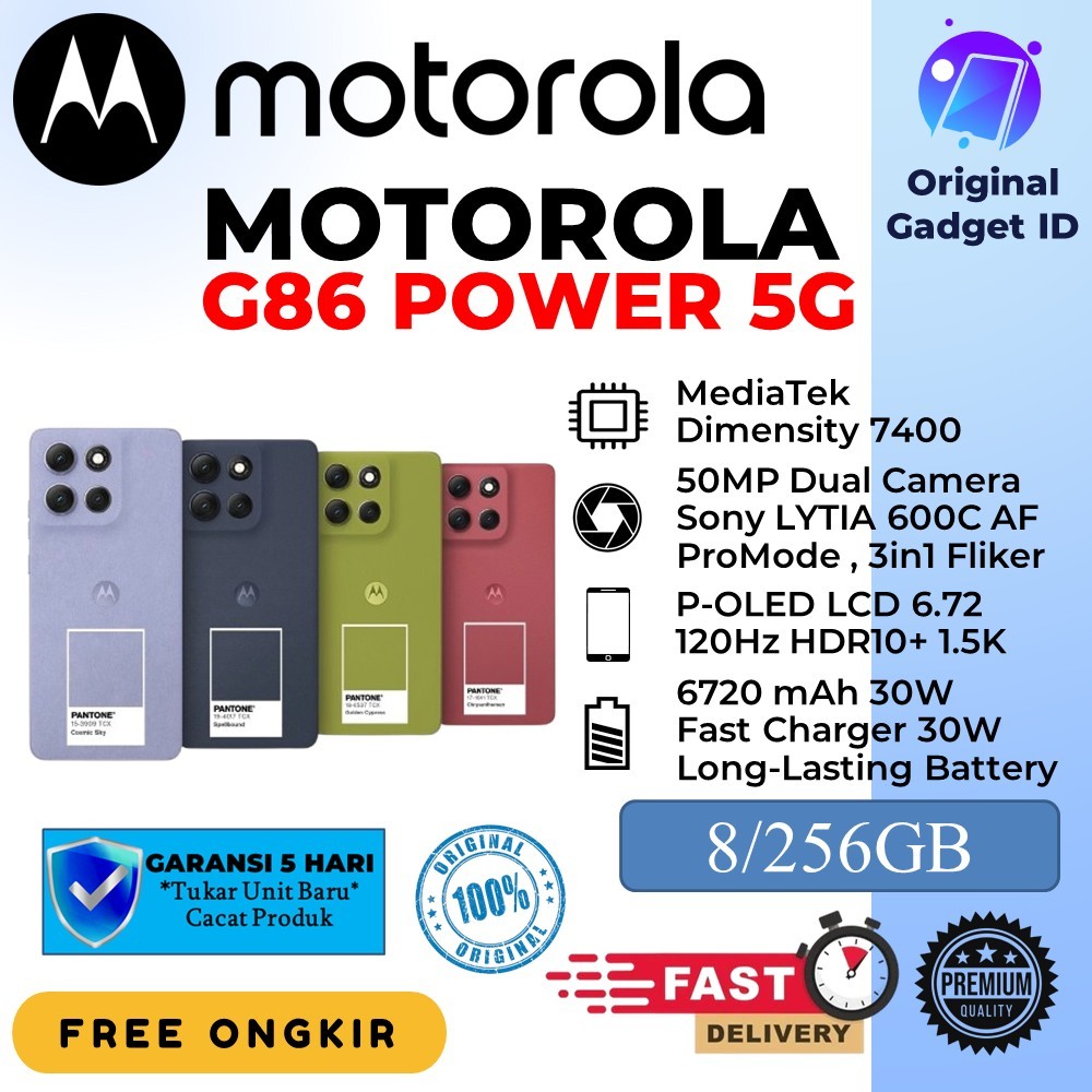 Motorola G86 Power 5G 8/256 GB RAM 8GB ROM 256GB Original Smartphone ( Garansi Resmi Indonesia )