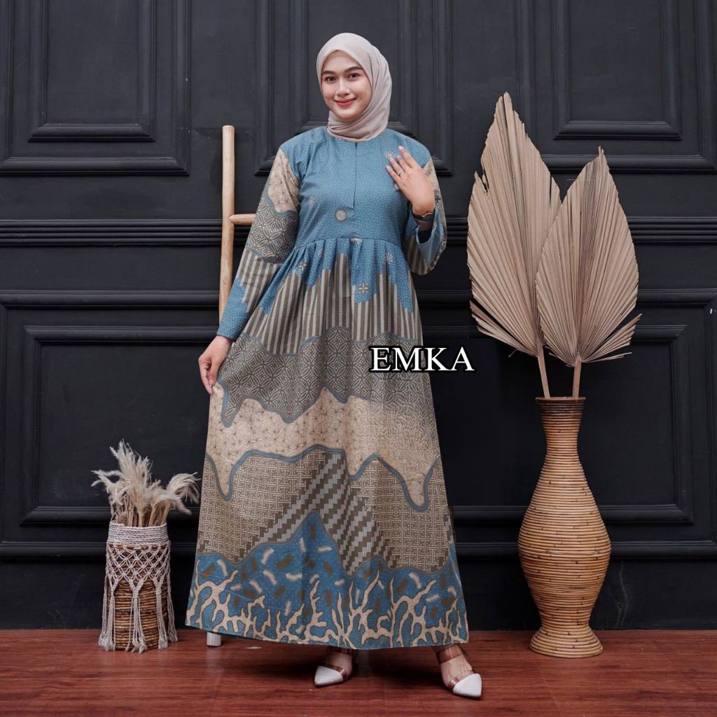 Gamis Wanita - Gamis Batik Wanita - Gamis Batik - Gamis Batik Wanita Lengan Panjang