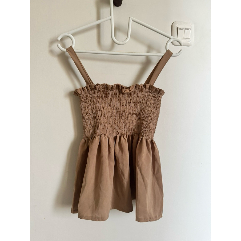 Tanktop ruffle coklat