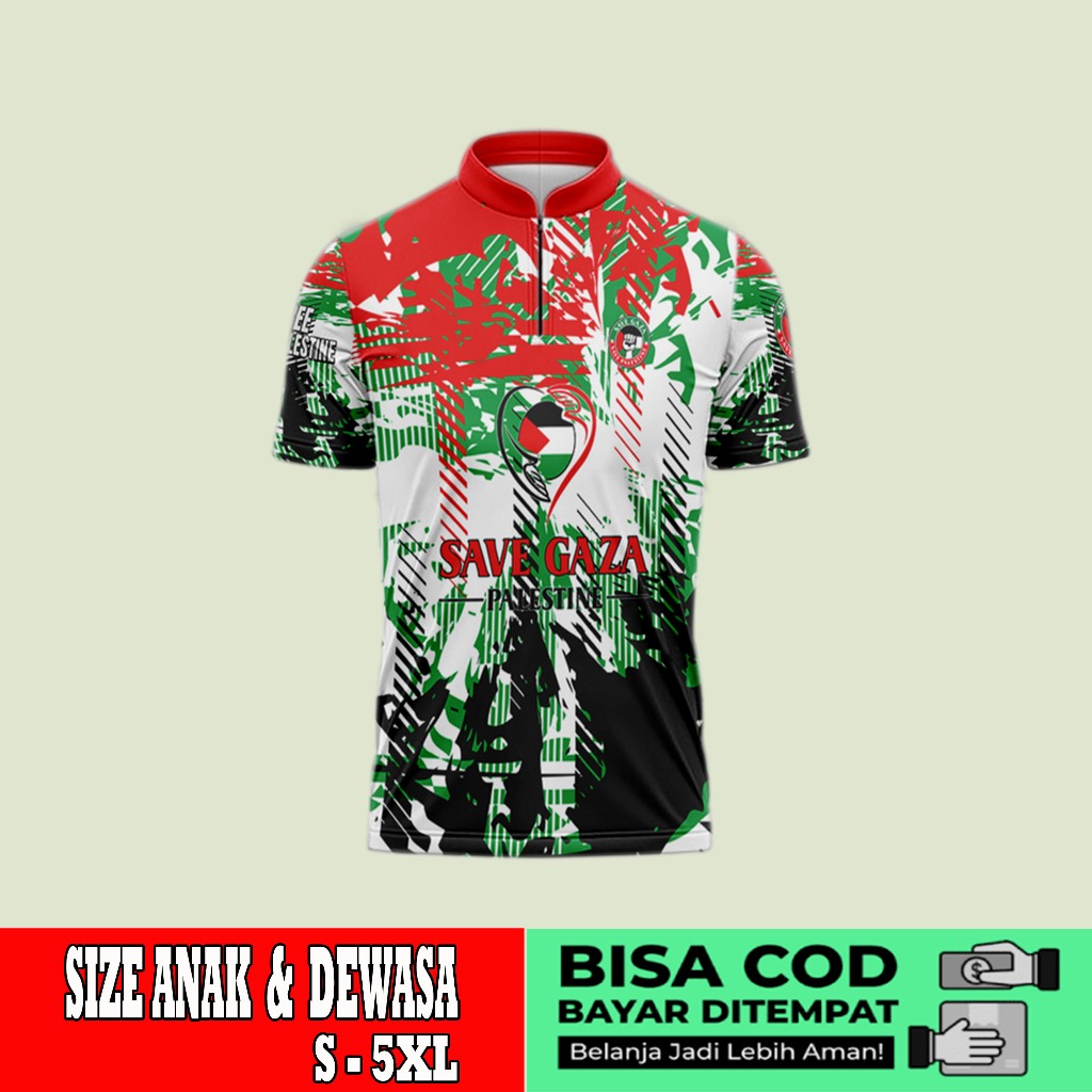 Baju Koko Pria Spesial Ramadhan Lengan Pendek Full Printing koko pendek fullprint motif palestina ar