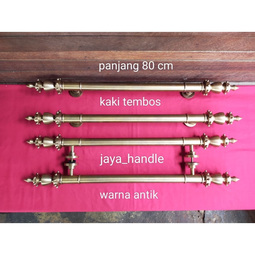 Handle Pintu Rumah Kuningan Antik Motif Gotri Uk 80 cm 4 pcs