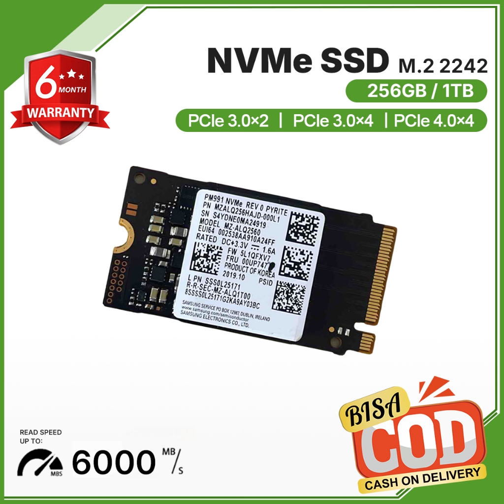 SSD NVMe & M.2 2242 256GB / 1TB PCIe 3.0 / 4.0 Sk / Samsung / KIOXIA / WD Peningkatan Kecepatan Peny
