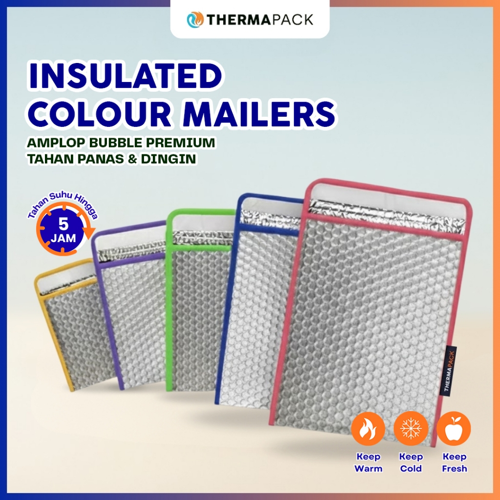ThermaPack Insulated Colour Mailers - Amplop Bubble Mailer Aluminium Custom Warna