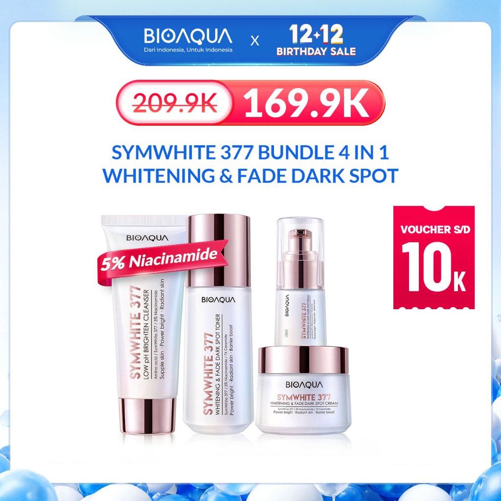 BIOAQUA SymWhite 377 Whitening & Fade Dark Spot Skincare 1 Set Lengkap BPOM Basic Skincare Paket Ski