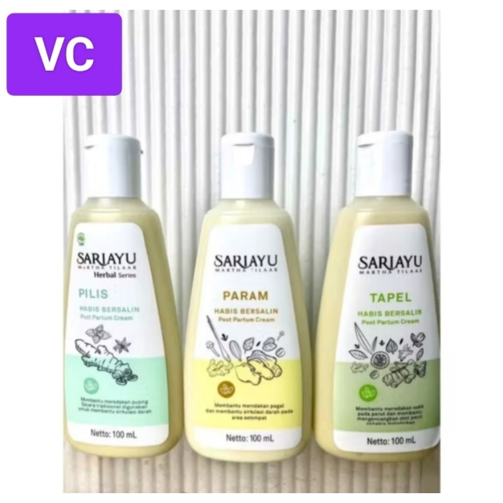 SARIAYU KRIM PAKET HABIS BERSALIN KOMPLIT ISI 3(PARAM.PILIS.TAPEL)KEMASAN BARU ORIGINAL