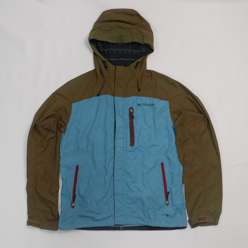 COLUMBIA Full Zip Color Block Outdoor Jacket - Khaki/Blue - Preloved