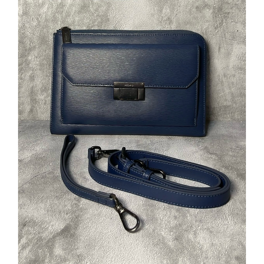 Pedro Clutch & Sling Bag - Navy (100% Original)