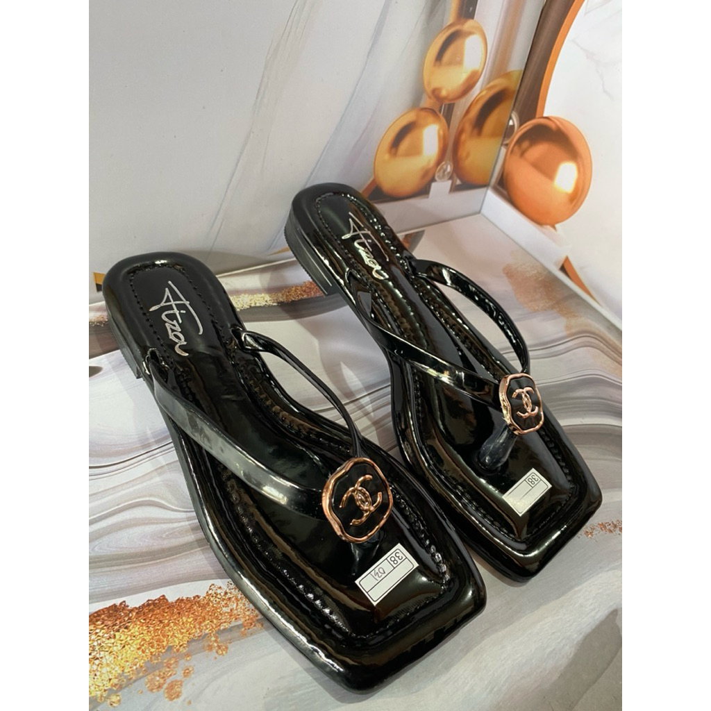Sandal jepit wanita fiza Shoes//sandal jepit polos terbaru bahan GLOSSY lembut