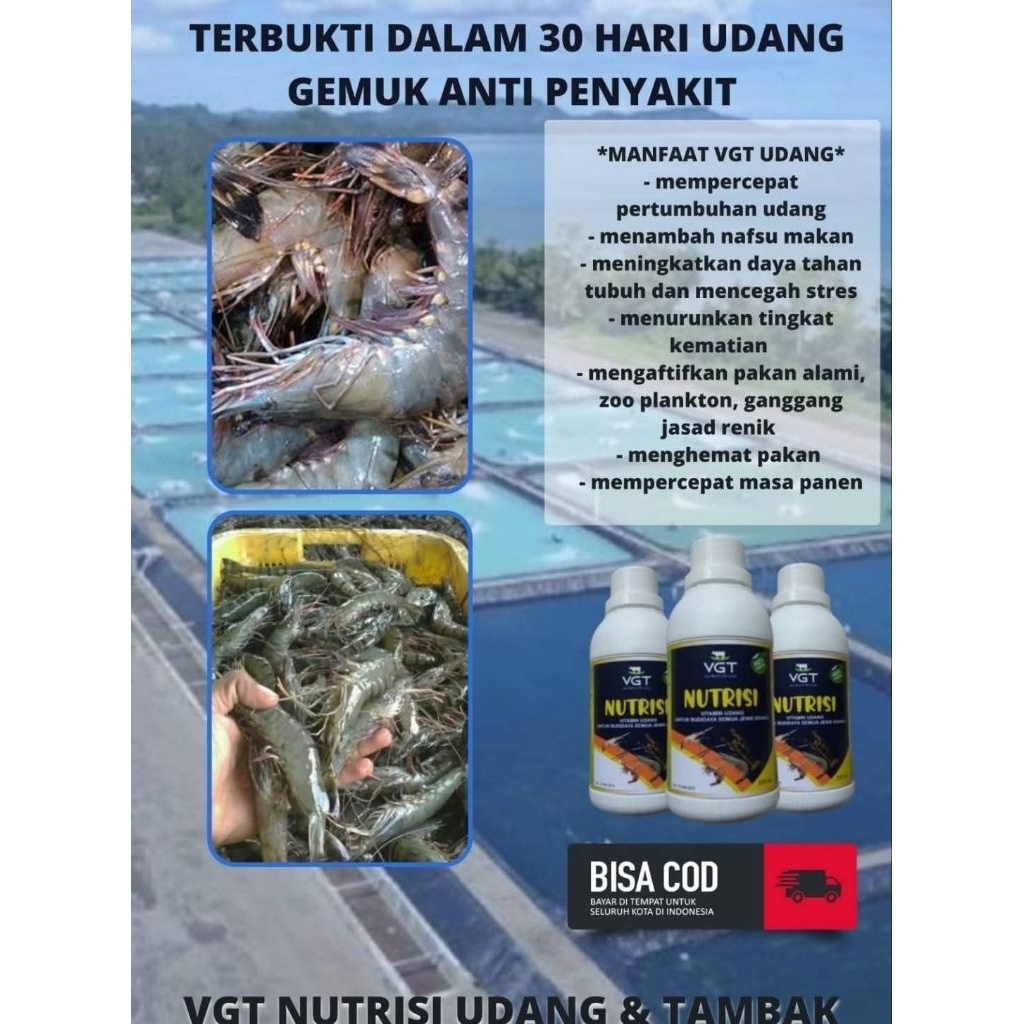 24 botol VGT udang nutrisi probiotik alami semua jenis udang sehat lolos virus cocok lobster air taw