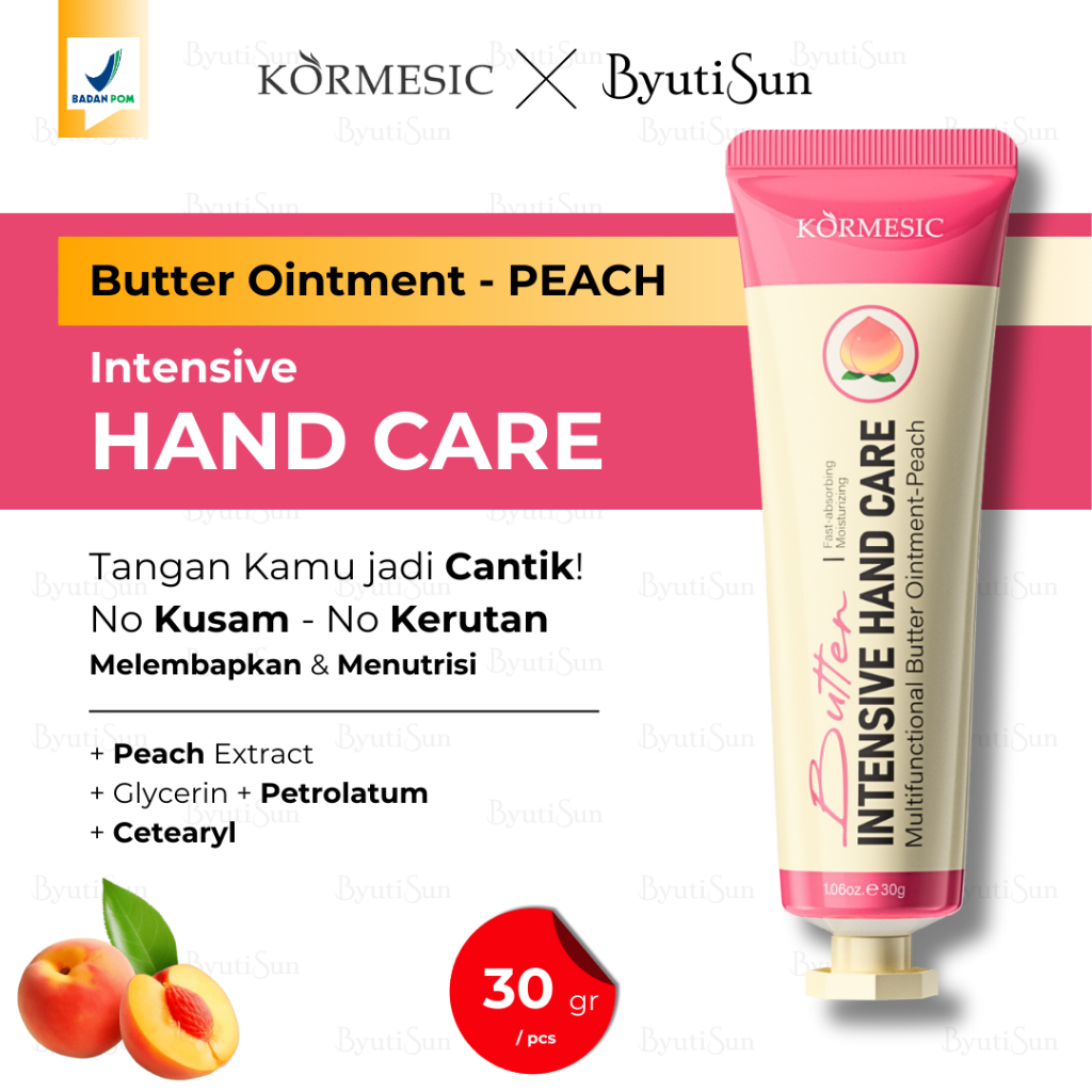 BPOM KORMESIC Peach Hand Cream Butter Ointment Krim Tangan Melembabkan Kulit Kering Kasar Menutrisi