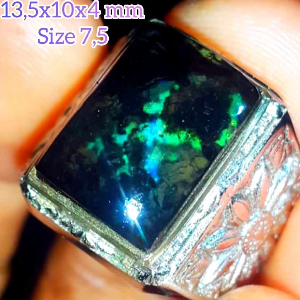 Cincin Batu Black Opal Sempur Banten Natural Jarong Bahan Ranting