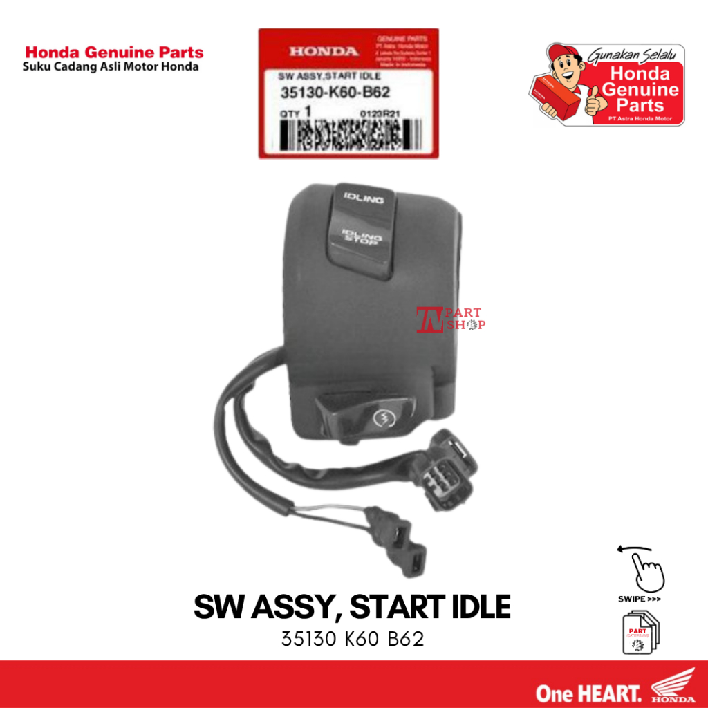 Saklar Starter Tipe ISS (Switch Assy, Start Idle) - Vario 125 K60R K2V & 150 K59 K59J /  35130-K60-B