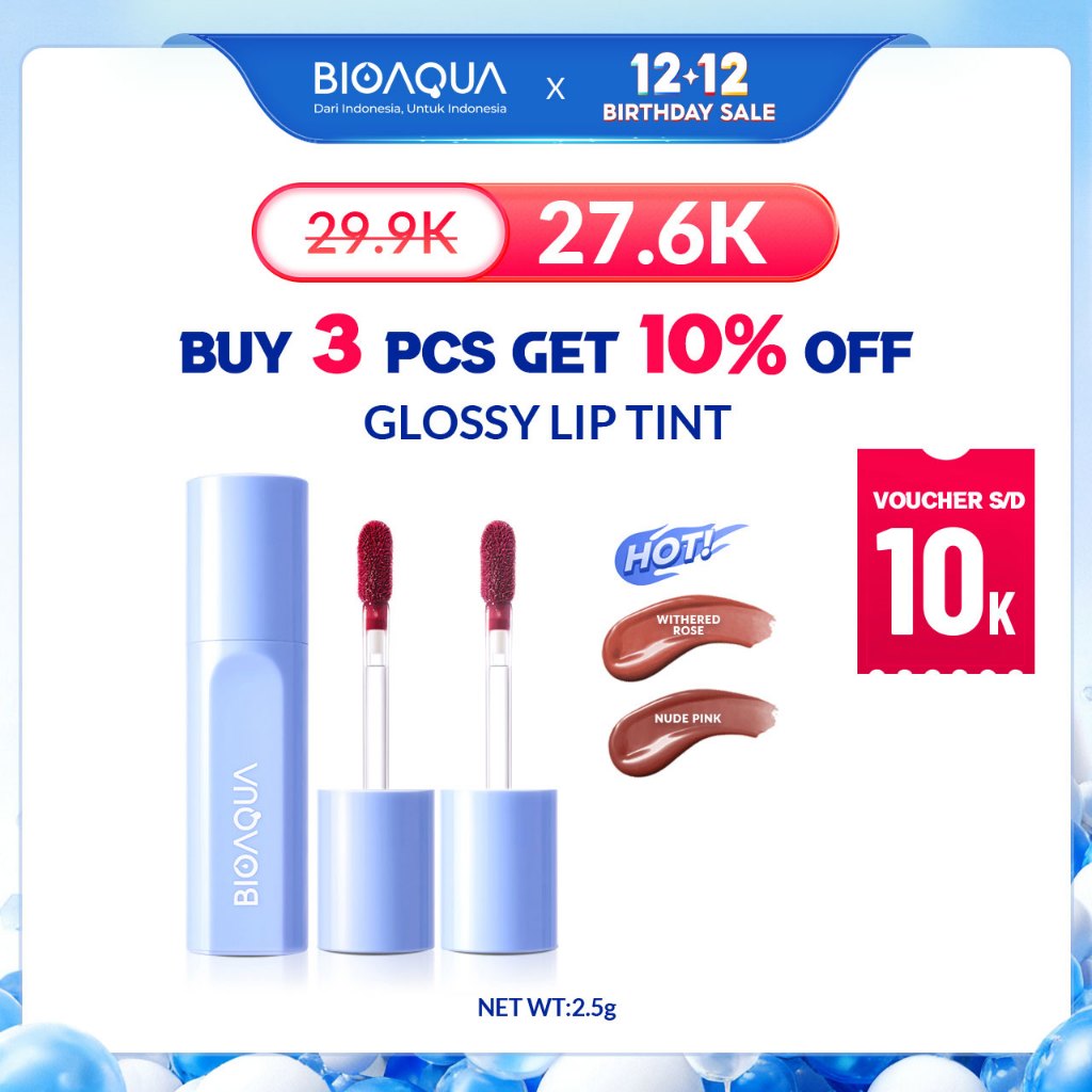 BIOAQUA Liptint Fantastic Me Glossy / Darling Me Matte Lip Tint Pelembab Lip Gloss Lembut Tahan Lama