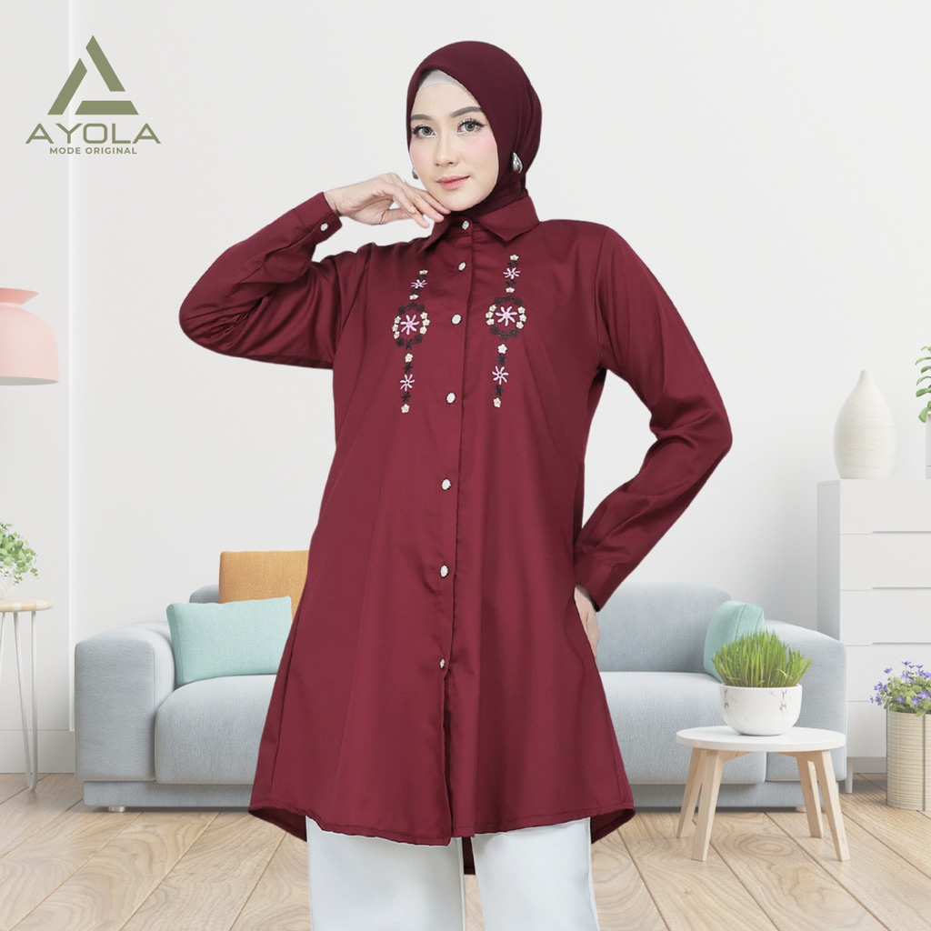 Ayola Mode Original • Zalfa Tunik Bordir Wanita Katun Jepang Premium Busui Wadhu Frendly
