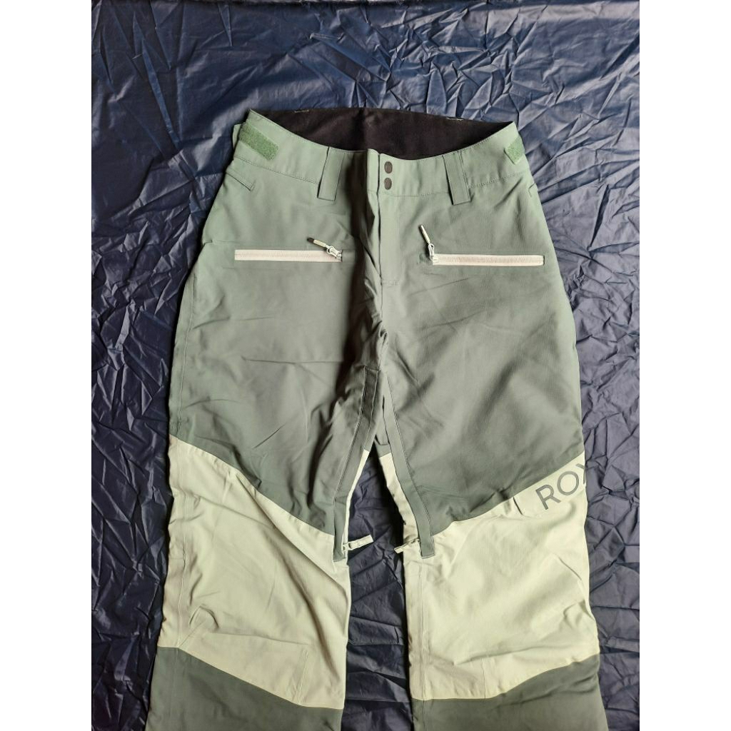 ROXY WOMEN'S CHLOE KIM WOODROSE INSULATED SNOW PANT GREEN CELANA PANJANG HIKING TREKKING WINTER SKI 