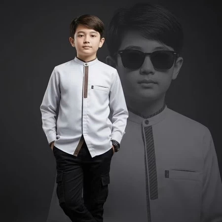 Baju Koko Anak Laki Laki Lengan PanjangTerbaru Usia 3 - 12  Tahun Bahan Toyobo Import