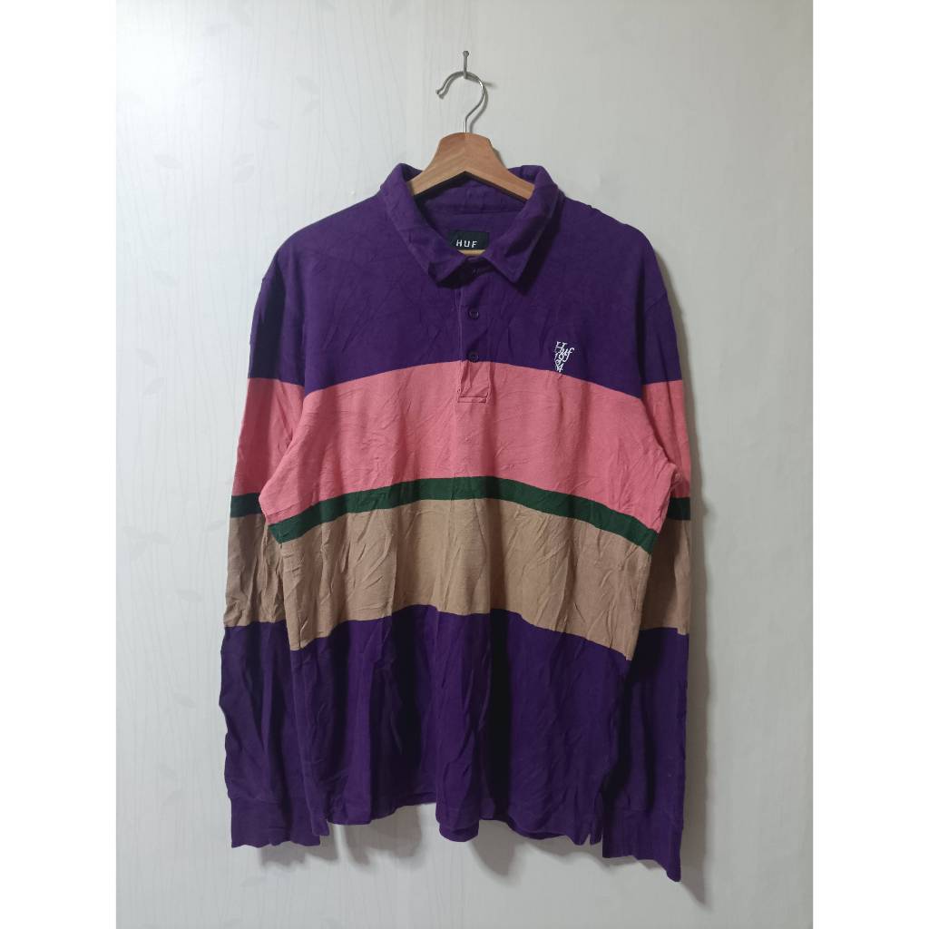 POLO SHIRT LONG SLEEVE BY HUF WORLDWIDE SECOND ORIGINAL