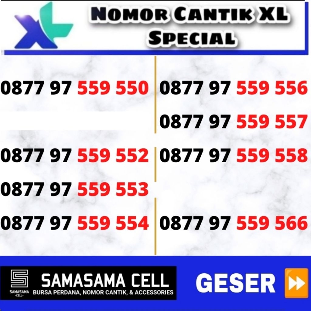 NOMOR CANTIK XL / KARTU PERDANA NOMOR CANTIK XL / NOMER CANTIK XL 4G SUPPORT 5G
