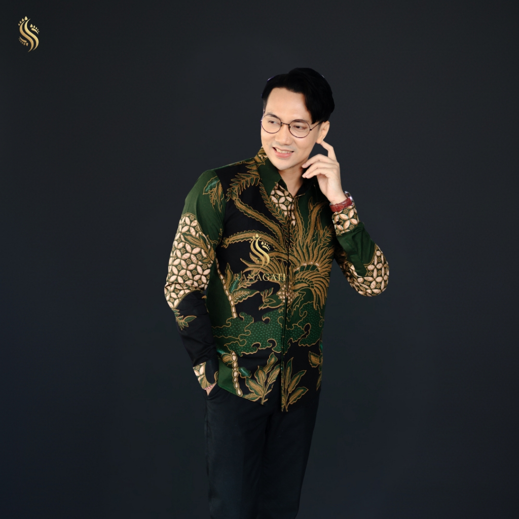BATIK RANAGATI MOTIF WANAHEMA / HIJAU TUA (Emerald/Botol)  Atasan Kemeja Hem Baju Batik Pria Cowok S