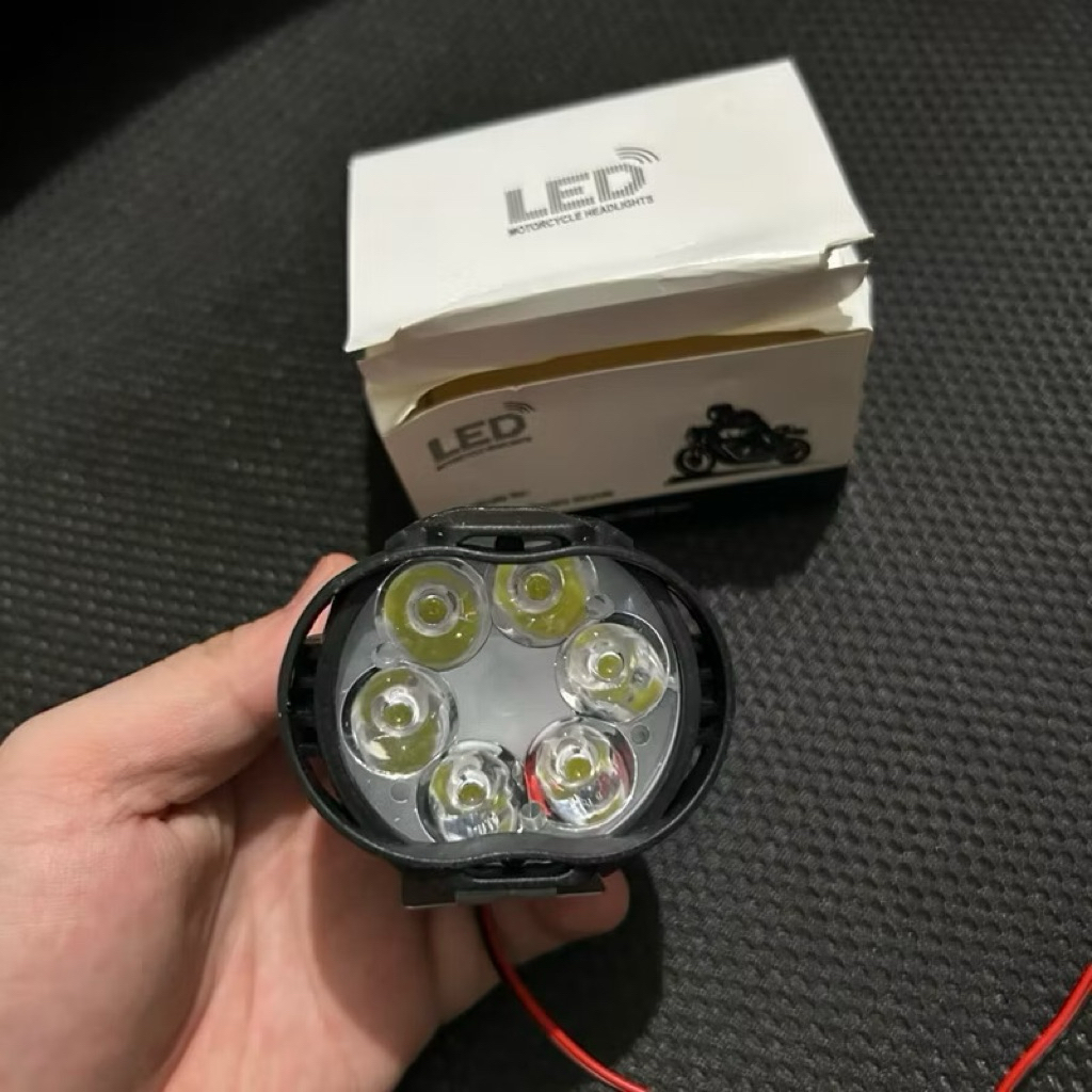 Lampu Tembak Bulat Sorot Motor Led 6 Mata Cree Di Spion