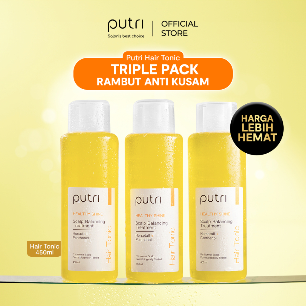TRIPLE DEALS ANTI KUSAM Putri Healthy Shine Hair Tonic 450ml x 3pcs | Hair Tonic Wangi Tahan Lama| H