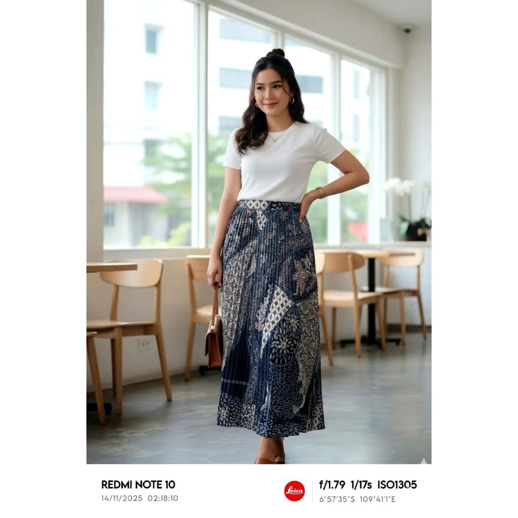 Moza_Rok Plisket//Rok Batik Jumbo//Rok Batik Payung Plisket//Premium Rok Batik Plisket Panjang Dewas