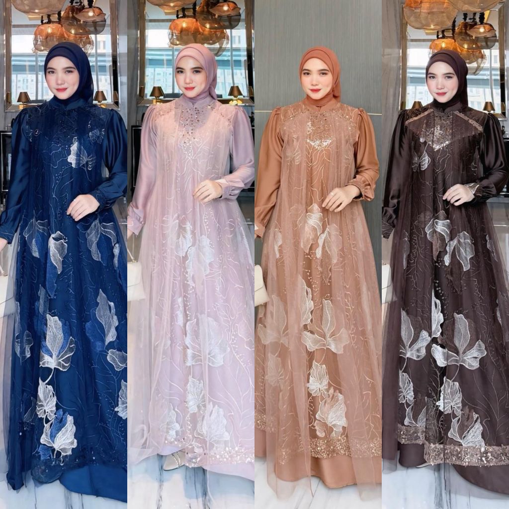 GAMIS PESTA VIOLA DRESS ORI NEW LUSY PREMIUM MURAH
