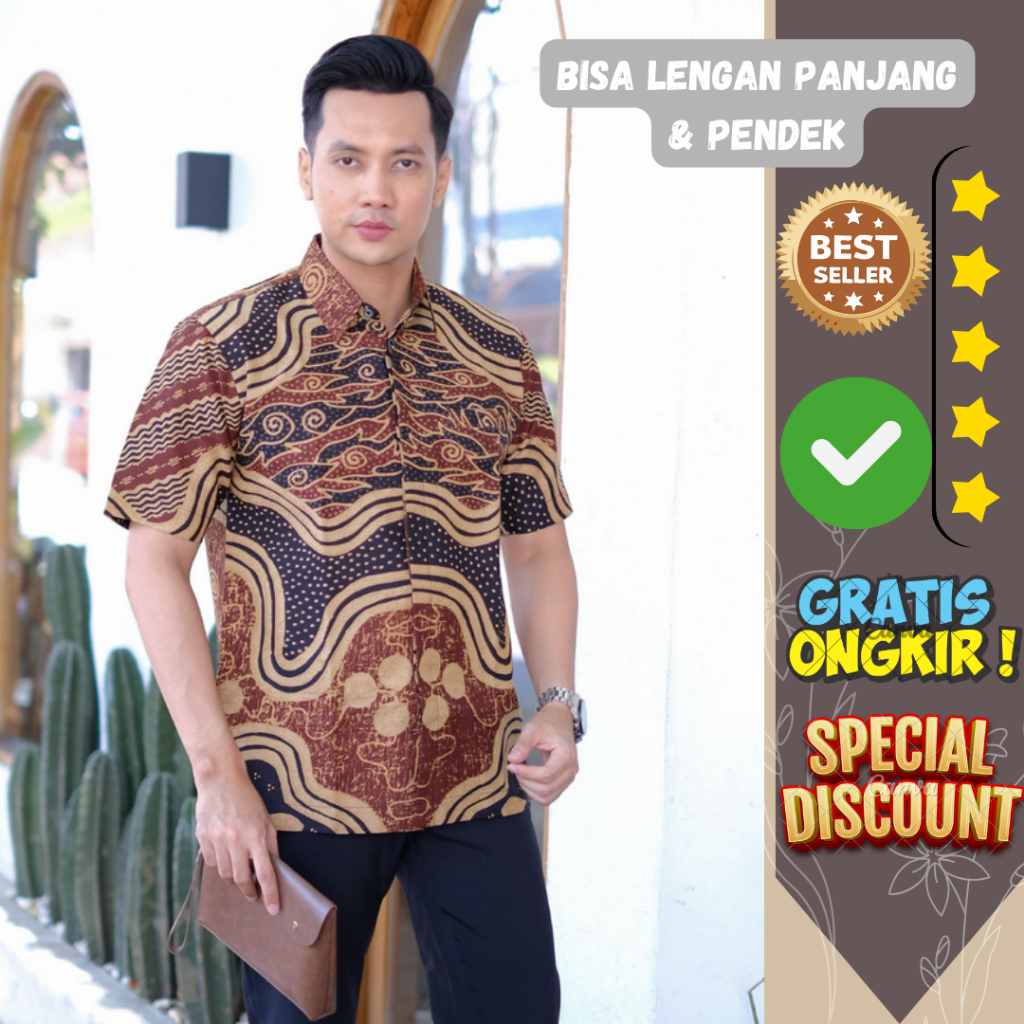 Batik Kencana Kemeja Batik Pria Lengan Pendek Bahan Katun Halus Kemeja Batik Pria Lengan Pendek