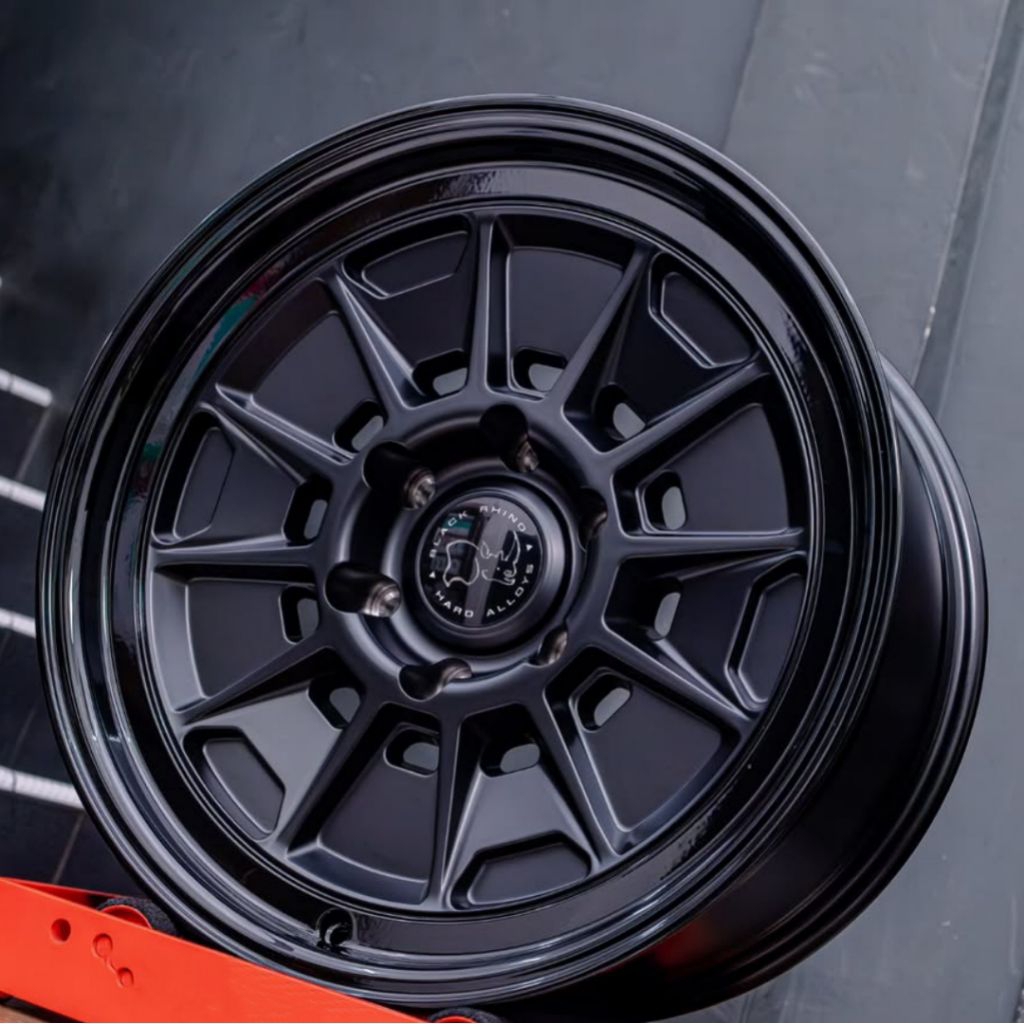 velg r18 MONDO ORIGINAL BLACK RHINO LEBAR 9 ET 12 velg mobil ring 18 pajero Hilux velg racing r18 ve