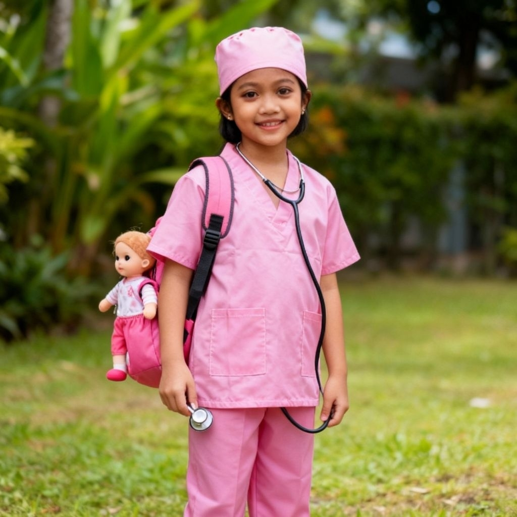 STELAN BAJU DOKTER ANAK 1-10 TAHUN / BAJU PROFESI DOKTER ANAK/BAJU DOKTER//BAJU DOKTER BEDAH  ANAK/b