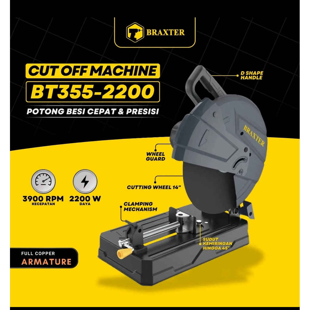 CUT OF 14”INC / GERINDA DUDUK PEMOTONG BESI BRAXTER BT355-2200