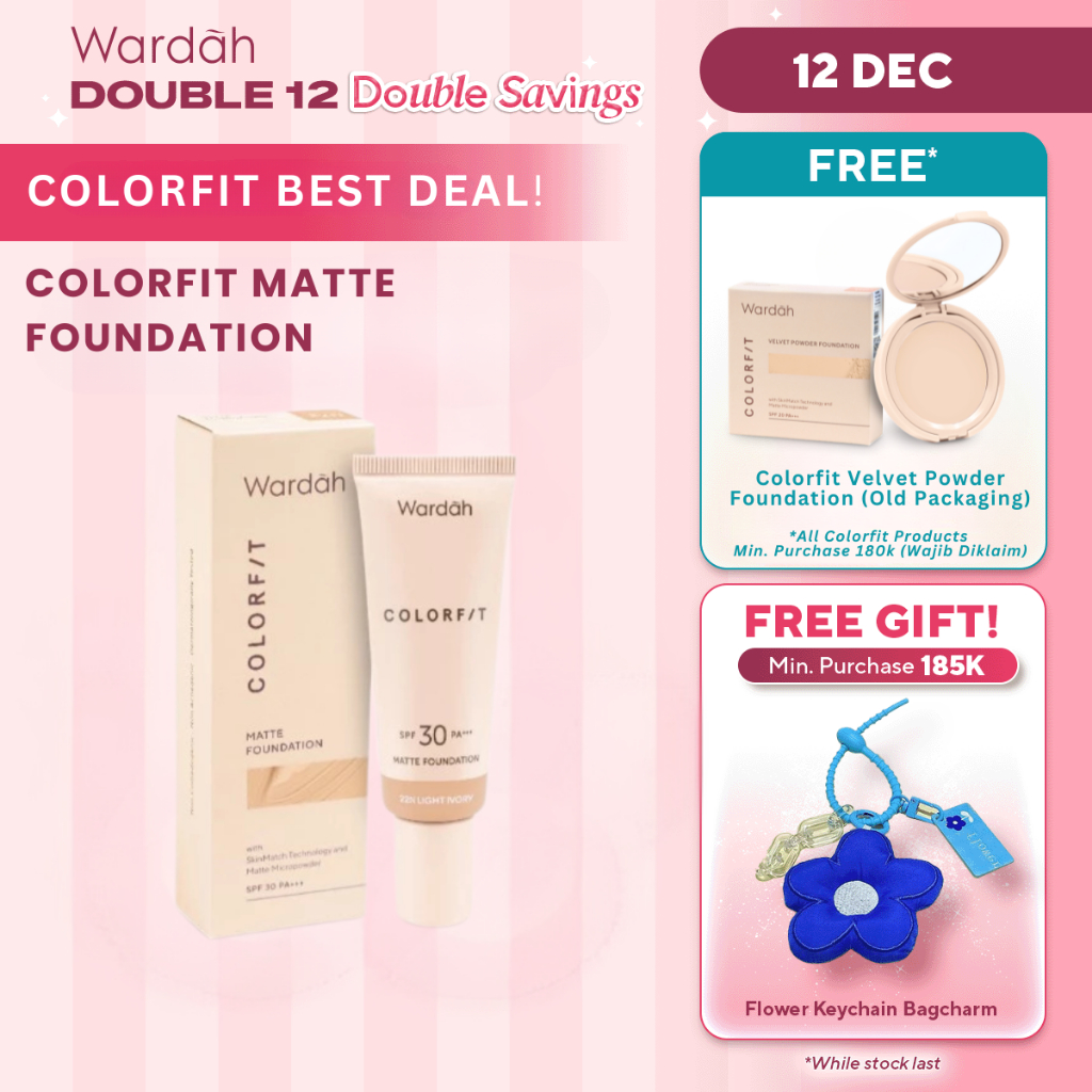 WARDAH Colorfit Matte Foundation - Liquid Foundation SPF 30PA++ dengan Oil Control & Tahan Lama Hing