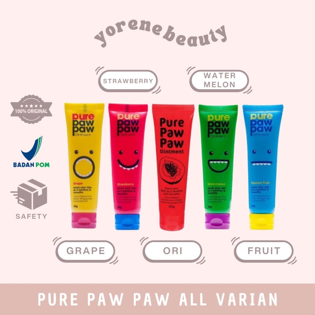 [READY STOCK] Pure Pawpaw Ointmentn Strawberry Grape Original Watermelon Passion Fruit 25 gr - Pure 