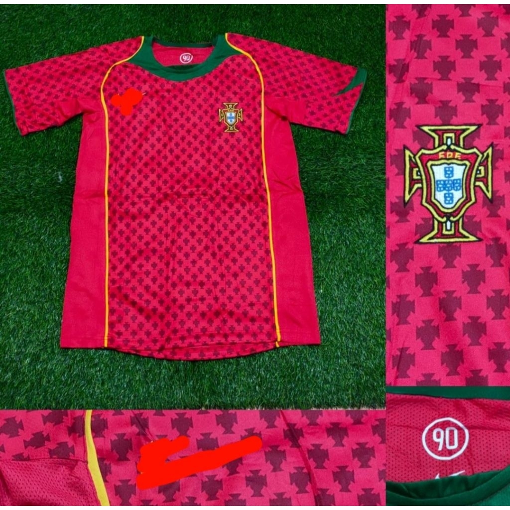 Jersey Kaos Baju Sepak Bola Timnas Tim Nasional Portugal Portu Home Away 3rd Third Red Merah Retro K