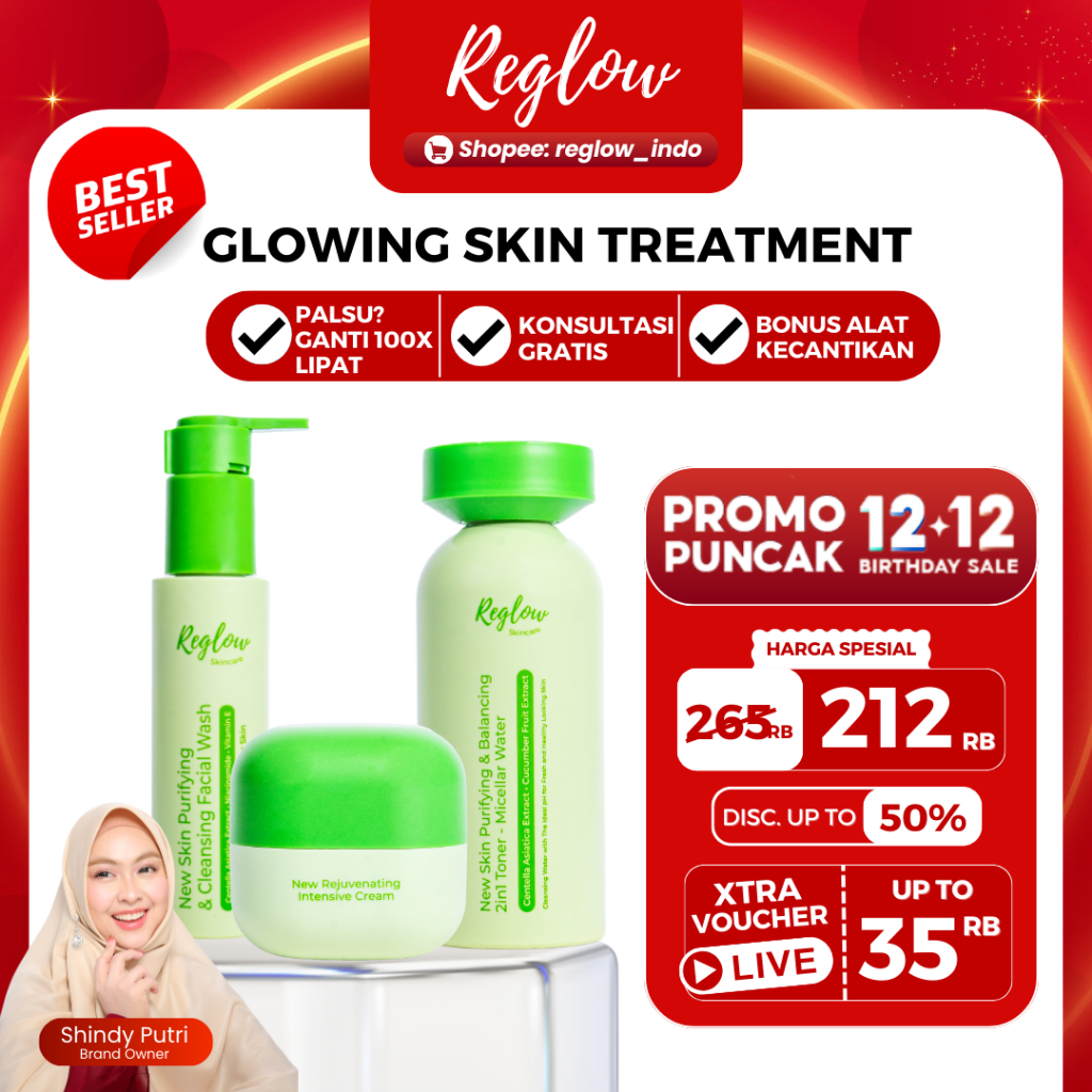 Reglow dr Shindy Putri Official Resmi Skincare Wajah Kusam Berjerawat Berminyak Bruntusan