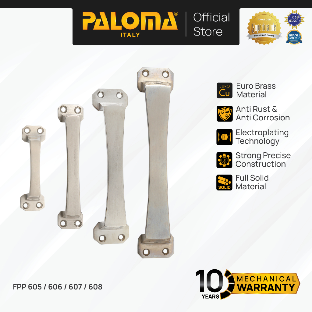PALOMA Gagang Tarikan Jendela Window Handle Laci Lemari Furniture Brass Kuningan Satin Silver Grey A