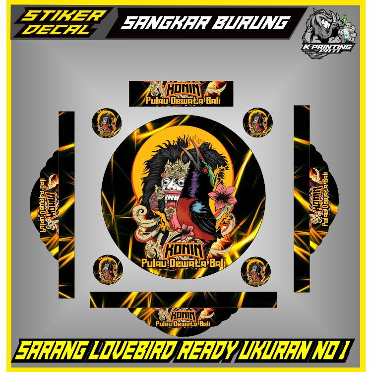 Stiker Sangkar Burung Konin Love Bird / Ukuran No.1 / Diameter 33CM Kurungan Bulat
